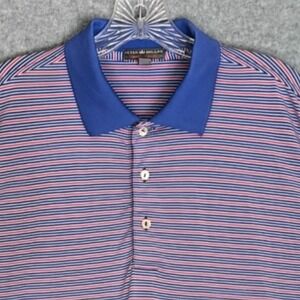 Peter Millar Summer Comfort Golf Polo Shirt Mens Medium Blue Striped Homewood